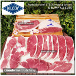 Beef D Rump frozen Australia A budget/eco KILCOY steak cuts 3/4" 2cm weight vary 200-600 g/pc (price/600g 1-2pcs)